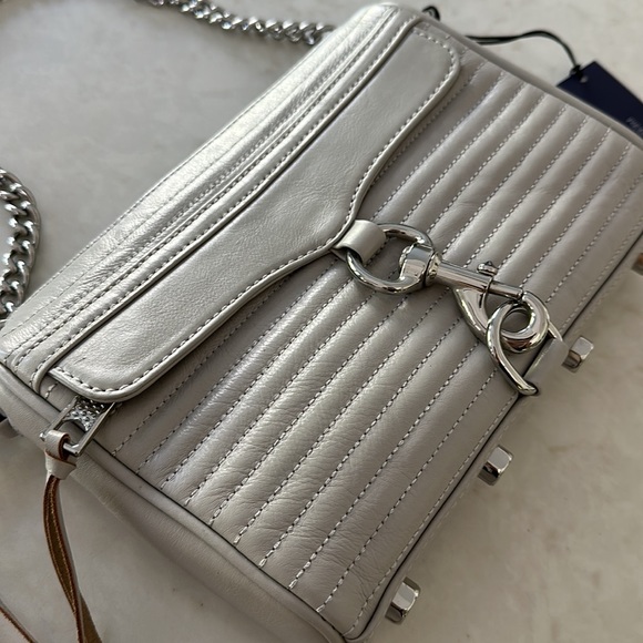 NWT Rebecca Minkoff Quilted Mini MAC Crossbody Bag Ash Grey - Picture 3 of 12